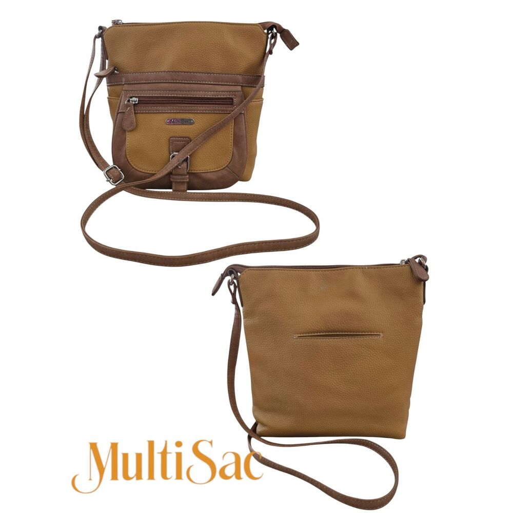 MultiSac Flare Crossbody Bag Yellow Pebbled Faux Leather Adjustable Purse